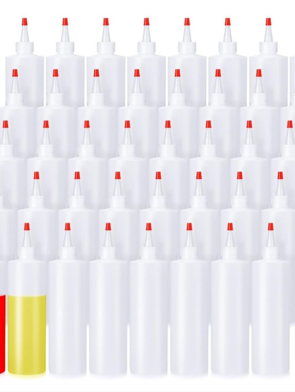 40 Pcs 12 oz Plastic Squeeze Condiment Bottles with Red Tip Caps